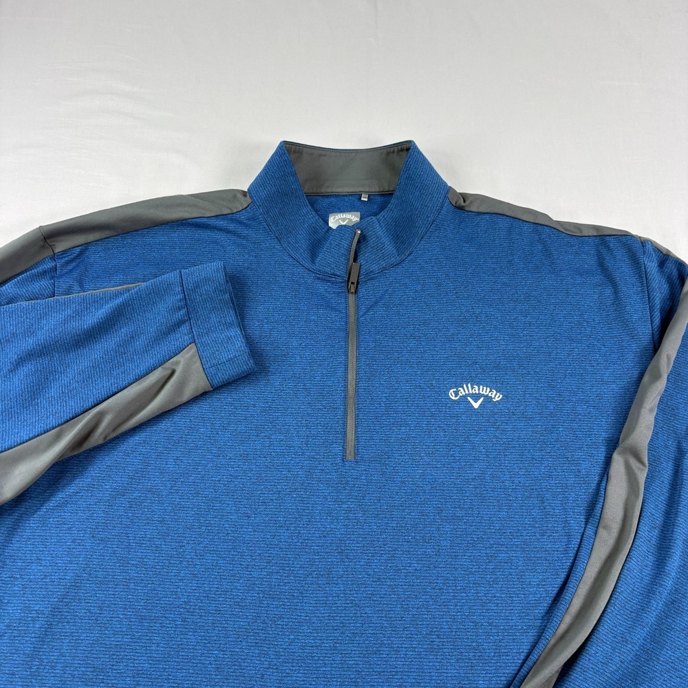 Callaway Golf Shirt Mens 3XLT Tall Blue 1/4 Zip Pullover Weather Series Stretch